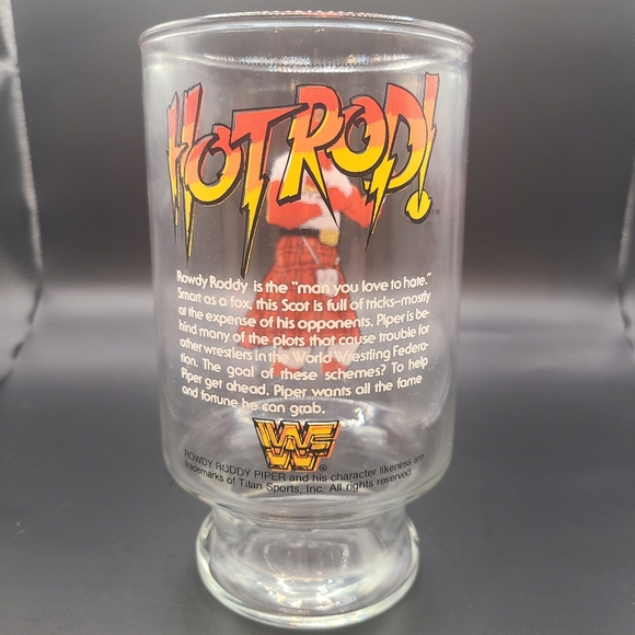 Rare 1985 Rowdy Roddy Piper HotRod WWF Beer Glass Mug - Picture 3 of 4